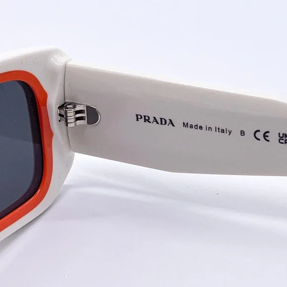 NEW PRADA PR06YS 17M5S0 WHITE ORANGE PRADA SUNGLASSES SPR 06Y 17M5S0 NEW PR06YS - Picture 11 of 12